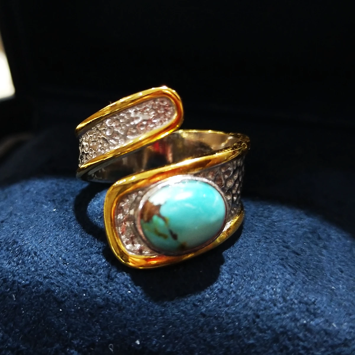 One of a Kind Montana Sapphire + Turquoise Sunburst Stacking Ring | Alexis  Russell