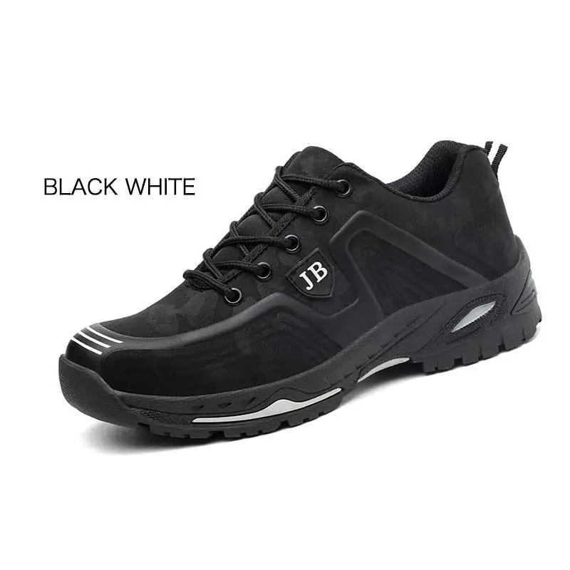 Модная защитная обувь; мужские уличные ботинки из стали с защитой от проколов; легкая и дышащая повседневная Рабочая обувь; обувь со стальным носком; XX-375 - Цвет: Black white