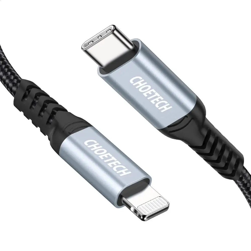 CHOETECH 3A MFi USB C кабель для iPhone Xs Max 8 Plus Кабель для быстрой зарядки Lightning для iPhone USB кабель для передачи данных кабель для зарядки телефона - Цвет: Black