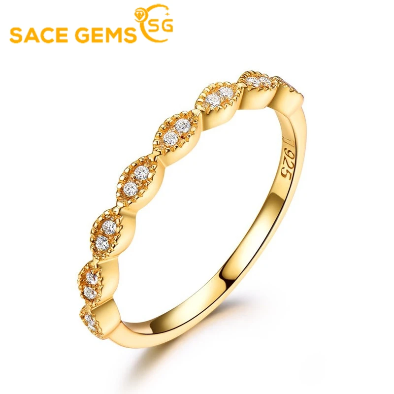 Женское кольцо с круглым цирконием SACE GEMS простое из стерлингового серебра S925