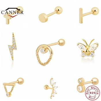 CANNER 925 Sterling Silver Stud Earrings for Women Cute Butterfly Lightning Piercing Earring Thread Earings Jewelry pendientes