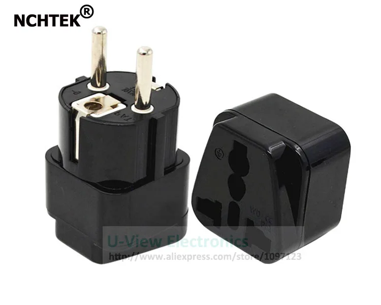 NCHTEK 10A/16A 250V EU European Gemany Male to 3Pin Female Socket Universal Travel Power Adapter Connector/Free Shipping/2PCS |