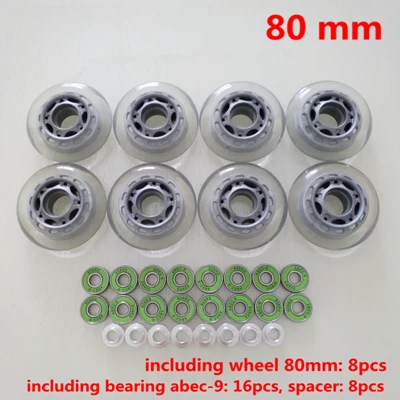 Роликовые коньки колеса 85 A 72 76 78 80 мм PU колеса 8 шт в партии - Цвет: gray 80 mm abec9