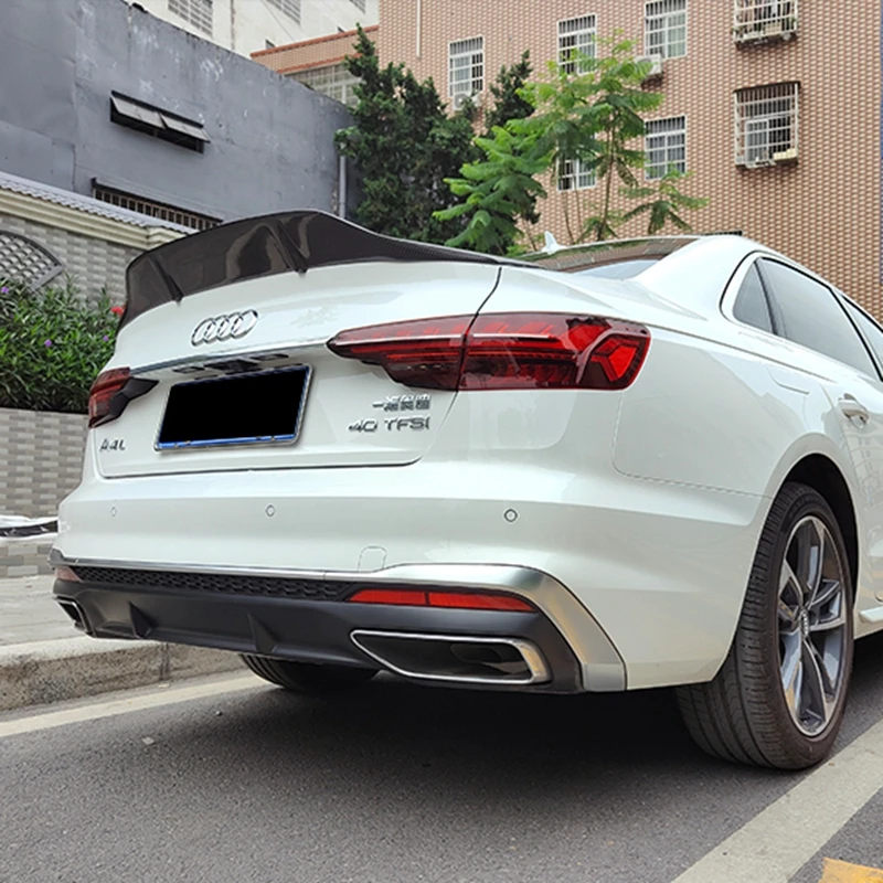 

R Style Carbon Fiber Rear Trunk Luggage Compartment Spoiler Car Wing for Audi A4 B9 S4 S-line 2017-2020