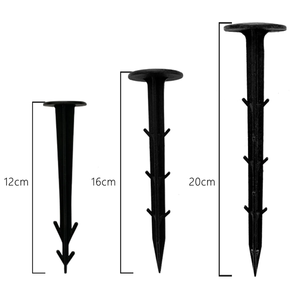 50pcs Garden Ground Nail Film Fixed Garden Pegs Pp Outdoor Mulch Shading Black Reusable Greenhouse Film Weed Plastic Fixed Pegs