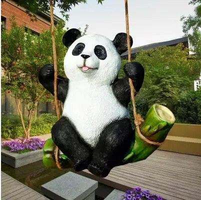 Panda Новые украшение сада, двора моделирование коала панда статуя кролика Животные Скульптура Изделия из смолы декоративное украшение предмет интерьера - Цвет: Panda