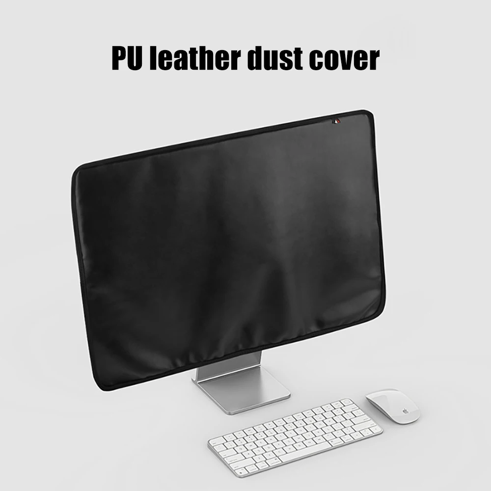 24 Inch New PU Leather Cover for iMac Computer Monitor Polyester Dust Cover Protector with Inner Soft Lining Back Pocket