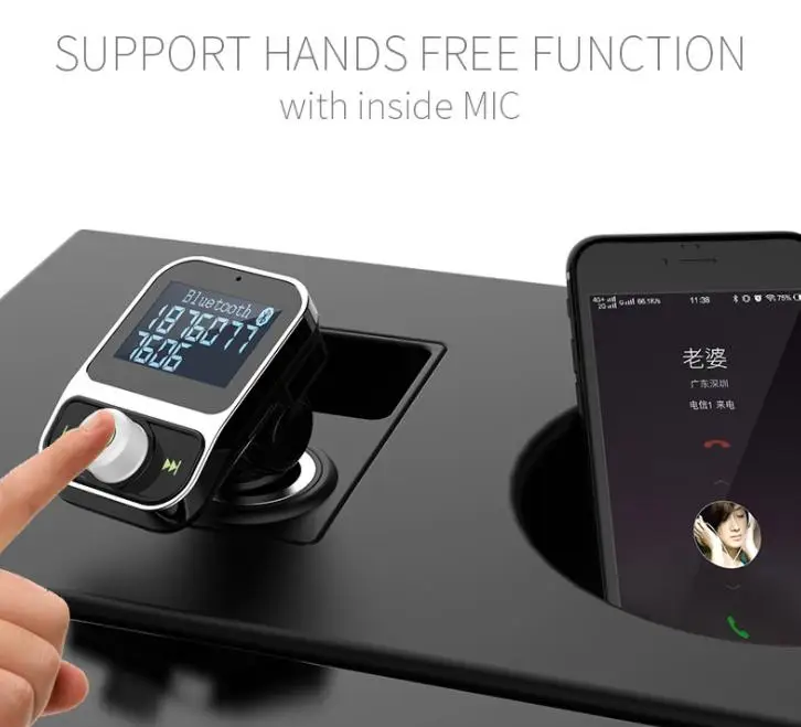 10 шт. fm-передатчик беспроводной Bluetooth FM громкой связи автомобильный комплект lcd Аудио Автомобильный MP3-плеер 3,5 мм AUX Adatper HY88