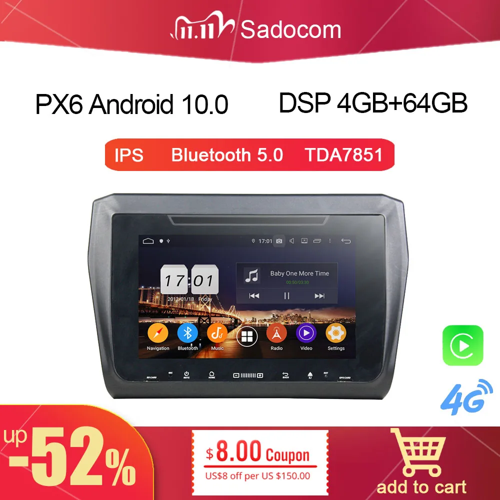 DSP PX6 7 &quot2 din Android 11 0 8 ядер 4 Гб RAM автомобильный DVD плеер GPS ГЛОНАСС RDS Авторадио Bluetooth