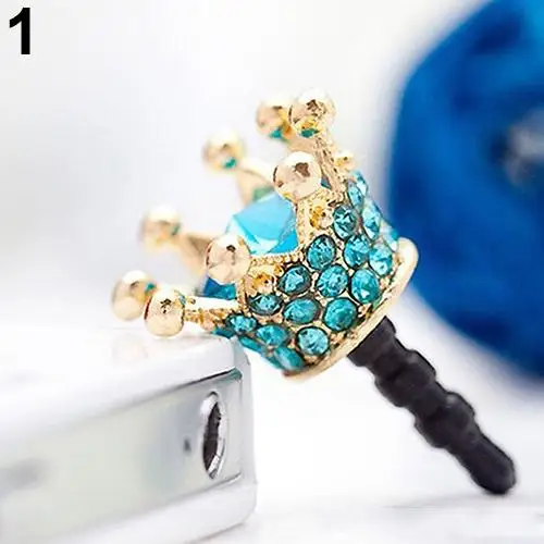 

Fashion Rhinestone Crown 3.5mm Anti Dust Earphone Plug Cover Stopper Cap Crown Mobile phone Dust plug phone accessories