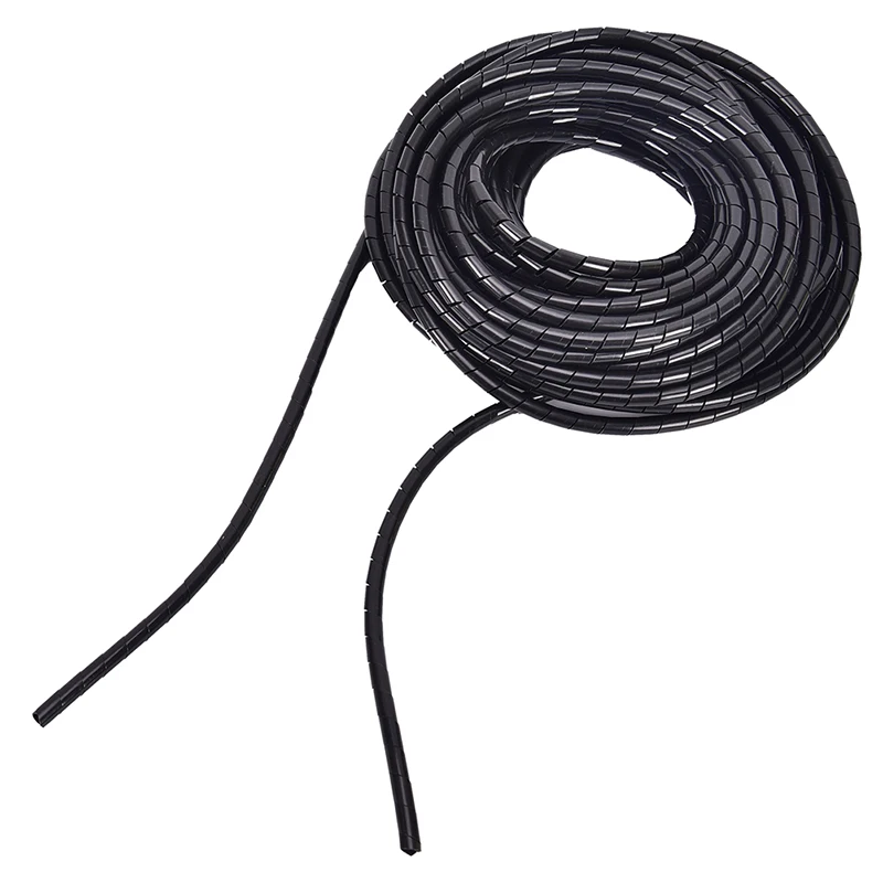 Black 6mm Spiral Cable Wire Outside 17M PE Sheath Tube Range Cache Cord Organizer PC TV | Электроника