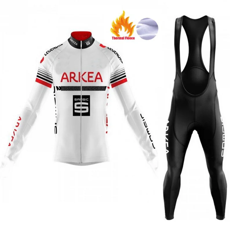 Новинка, ARKEA, зимняя одежда для велоспорта, команда ropa ciclismo invierno, с длинным рукавом, для велоспорта, Джерси, комбинезон, штаны, зимняя флисовая велосипедная форма