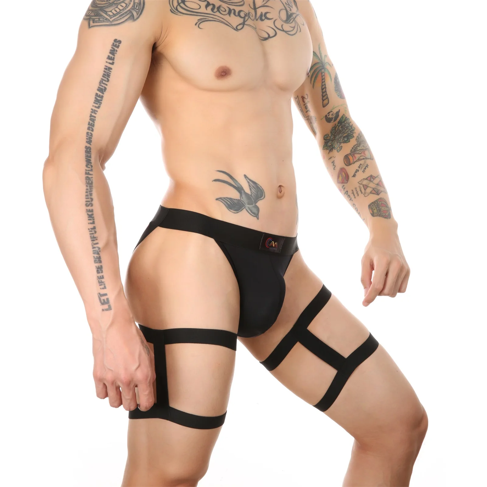 Men Jockstrap Panties Sexy Thongs G String Penis Pouch Underwear Harness T-Back Leg Bondage Men Lingerie Briefs