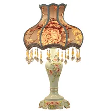 Настольная лампа из смолы, настольная лампа E27, настольная лампа с кристаллами, кисточками, цветами, тканевой тент для чтения книг, спальни, светодиодная лампа, прикроватная лампа D41