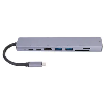 

8 in 1 Gigabit LAN Type C HUB Docking Station USB 3.0 Memory Card Adapter Extension Splitter for Notebook Computer PC Laptop