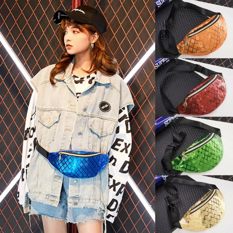 Женская Блестящая сумка на пояс, поясная сумка для отдыха и путешествий, кошелек, пояс для денег