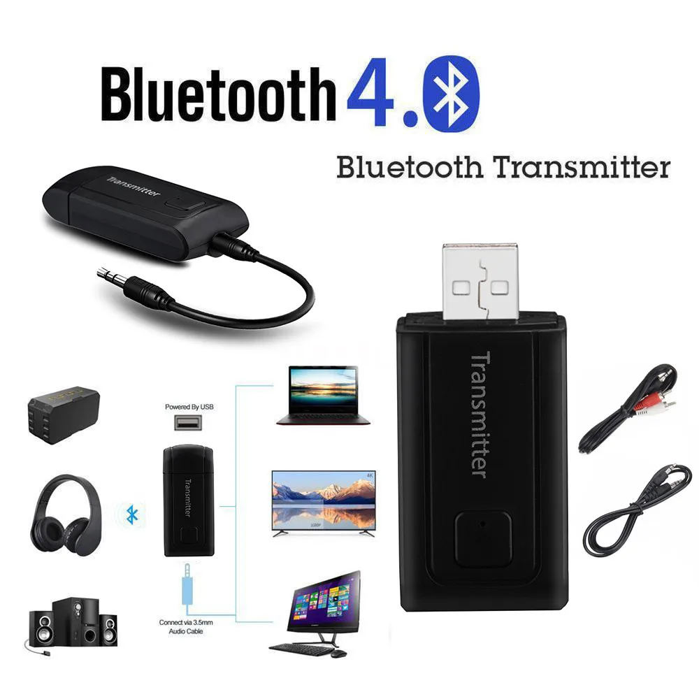 

FENIORES Brand USB Bluetooth Transmitter 3.5mm Portable Stereo Audio Wireless Bluetooth 4.0 For TV Speaker PC Tablets 10m Range