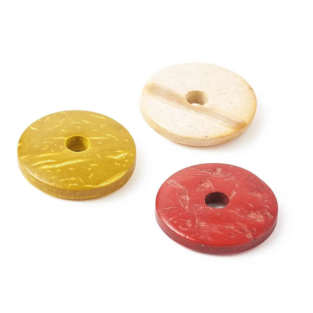 100 шт. плоские круглые бусины из натурального кокоса 15 мм|donut twist|donut packagingbeads for pandora