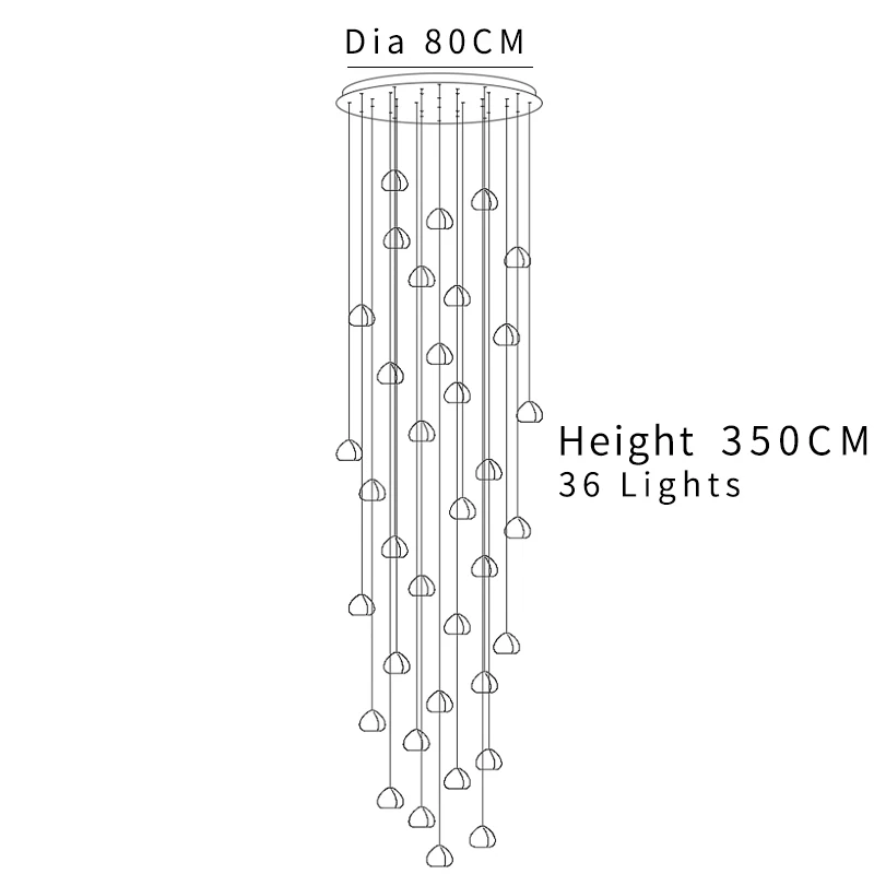 Dia80 H350 36 lights Современная Люстра для зала люстра с кристаллами шары кухня вилла гостиная подвесной светильник лестница длинные хрустальные - Цвет абажура: Dia80 H350 36 lights