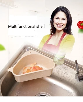 

Kitchen Triangular Sink Strainer Drain Vegetable Fruits Drainer Basket Suction Cup Sponge Rack Storage Tool Sink Filter Shelf