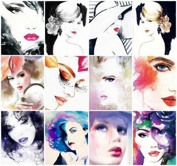 

EverShine DIY Paint By Numbers Girl Hand Painted Coloring By Numbers Abstract Portrait Canvas Wall Set Home Decor