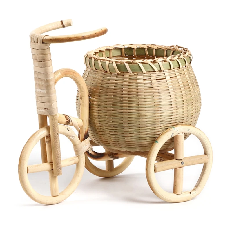 Bamboo Woven Fruit Basket - Handmade Rattan Storage Organizer For Kitchen