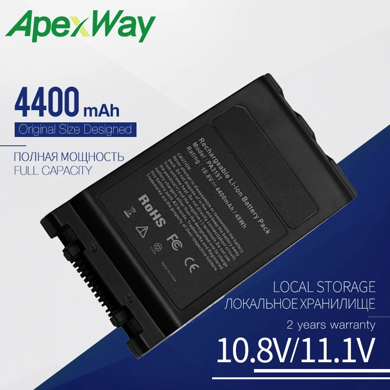 Apexway ноутбук Батарея для Toshiba Portege M200 M205 M400 M405 M700 M750 M780 Tecra M4 M7 PA3128U 1BRS PA3191U 1BAS 4400 мА
