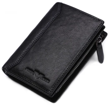 

Wallet for Men High Quality Brand Genuine Leather Purse Man Wallet Black Casual Wallets Large Capacity Luxury Fashion Zipper