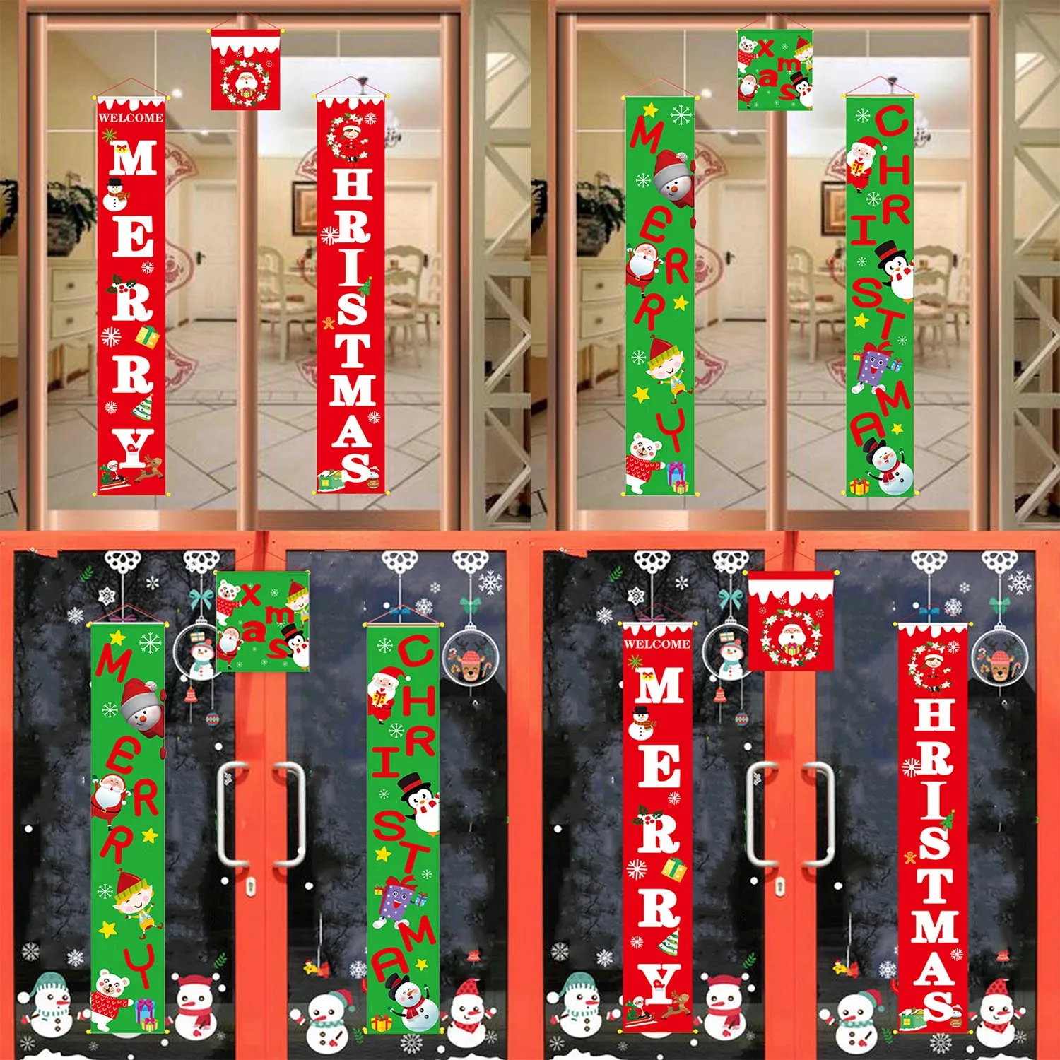 

Behogar 3pcs Front Door Welcome Merry Christmas Banners Sign Curtain Hanging Ornament for Xmas Party Indoor Outdoor Wall Decor