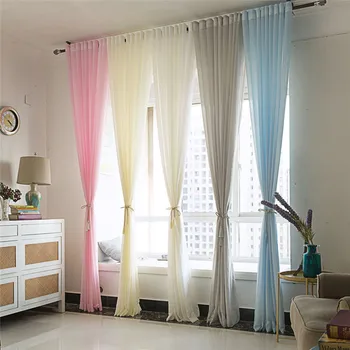 

Chiffon Window Screen for Balcony Solid Color Sheer Curtains for Hotel Bedroom Jinya Home Decor Elegant Grommet Curtain Panels