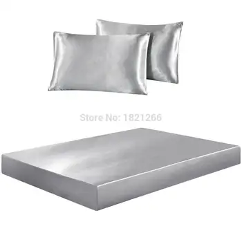 

40Super Soft Satin Silk Fitted Sheet Pillowcase Mattress Cover Bed Sheet Set Deep Pocket Fully Elastic Band Twin Full Queen King