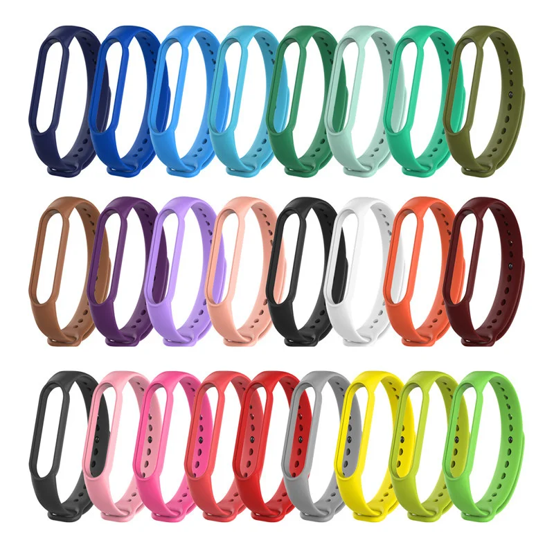 10 шт./упак. мягкий силиконовый ремешок на запястье для Xiaomi Mi Band 5 цветной