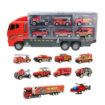 

Educational Toys Alloy Fire Truck Toys Car Diecast Helicopter Container Truck Combination Vehicles Children Boys Birthday Gift