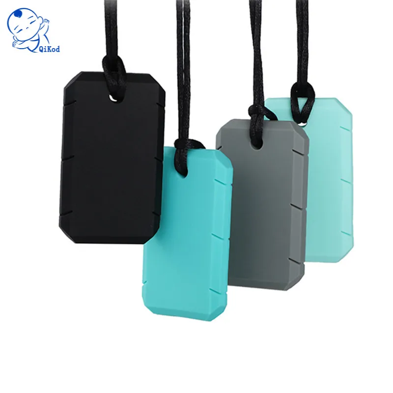 New Silicone Dog Tag Chew Necklace Baby Teether Toddlers Chewy Toy Sensory Tool for Autism Therapy ADHD Special Needs Care | Мать и