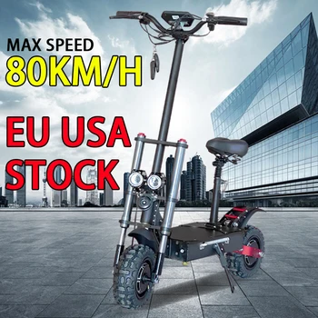 Billige Zwei Rad Elektro-scooter Erwachsene Tretroller Mit Sitz Faltbare Schnelle 60v 3200w Dual Motor 80 Km/H Hohe Geschwindigkeit EU USA Lager