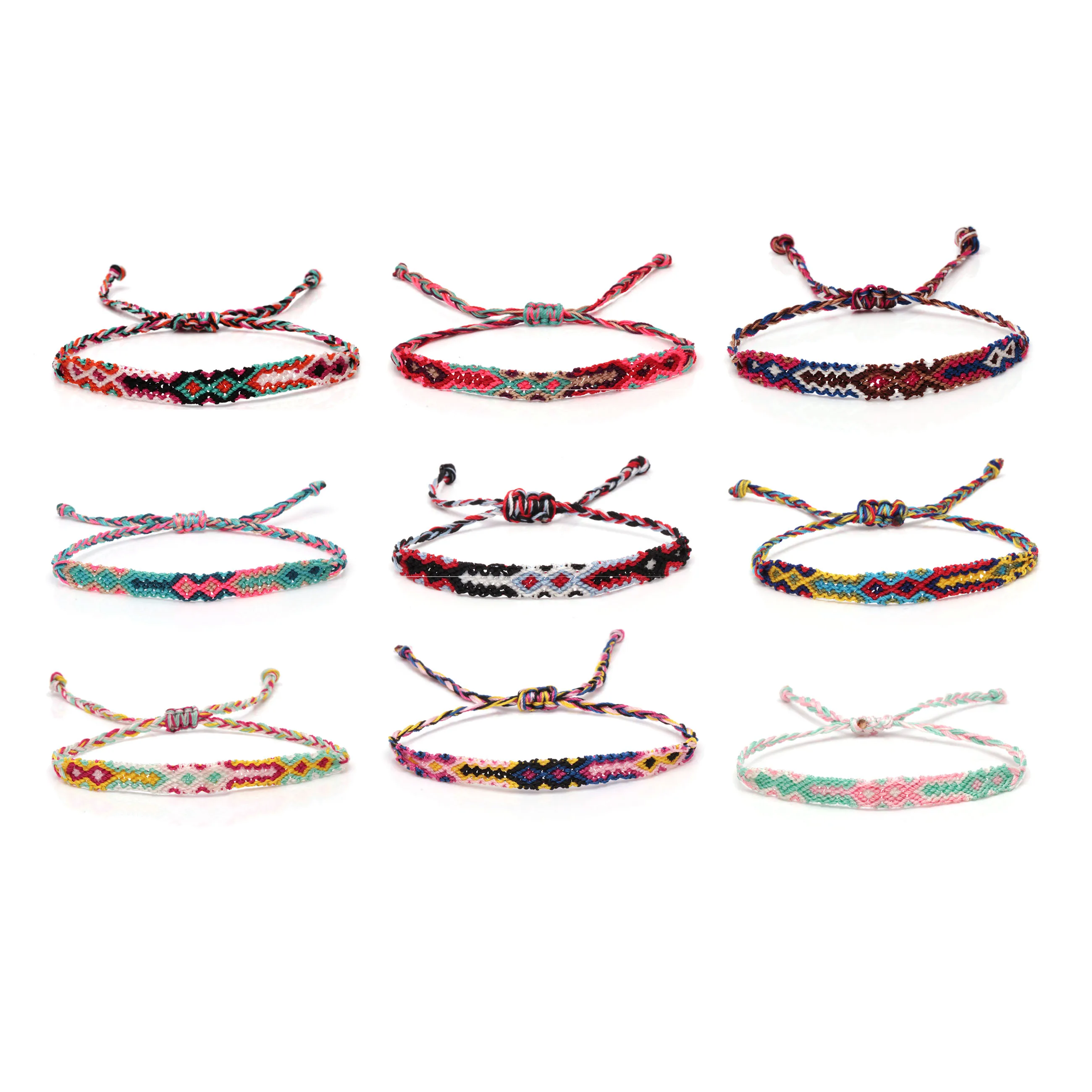 

Boho Multicolor Flame Figure Woven Friendship Bracelets Women Men Bright Bold Intricate Pattern Macrame Summer Bracelet Gift