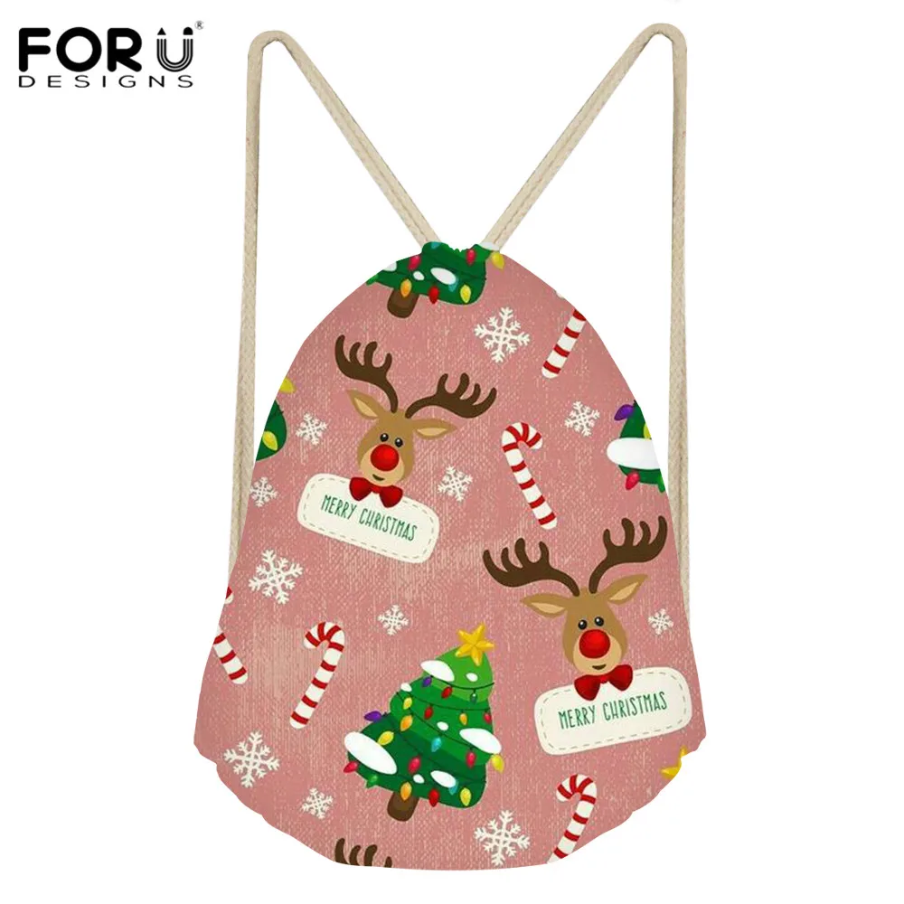 FORUDESIGNS/Рождественский дизайн, подарочные сумки на шнурке, винтажный Щелкунчик, балет, Санта Клаус, Mochila Kids worek plecak sznurek - Цвет: 1Z3