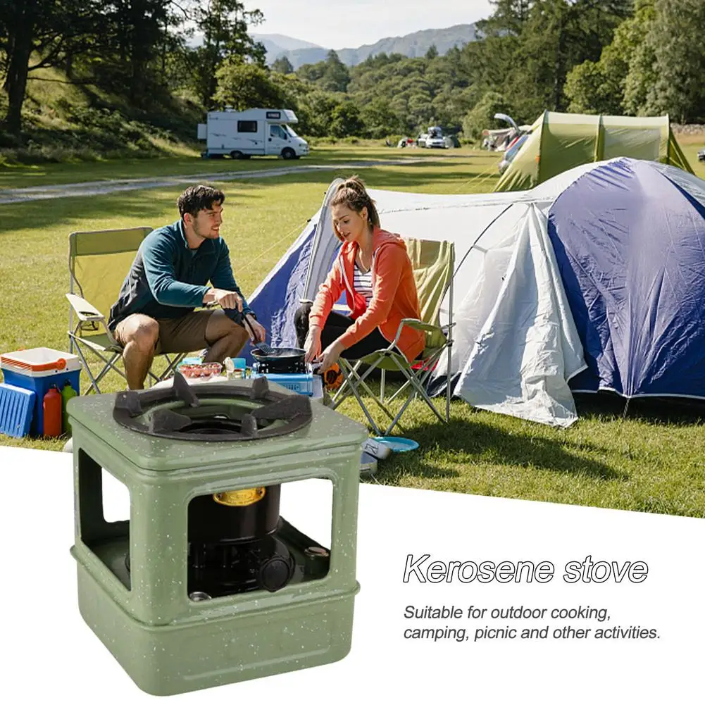 9x9 Camping Kerosene Burner Metal Portable Outdoor 8-core Stove Windproof  Oil Furnace Metal Camp Stove For Outdoor Picnic - AliExpress