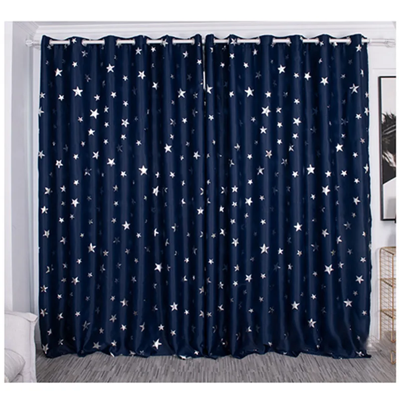 

Star Printed Blackout Drapes Curtains For Living Room Bedroom Kitchen Home Window Treatment Shade Screening Perforated Curtain