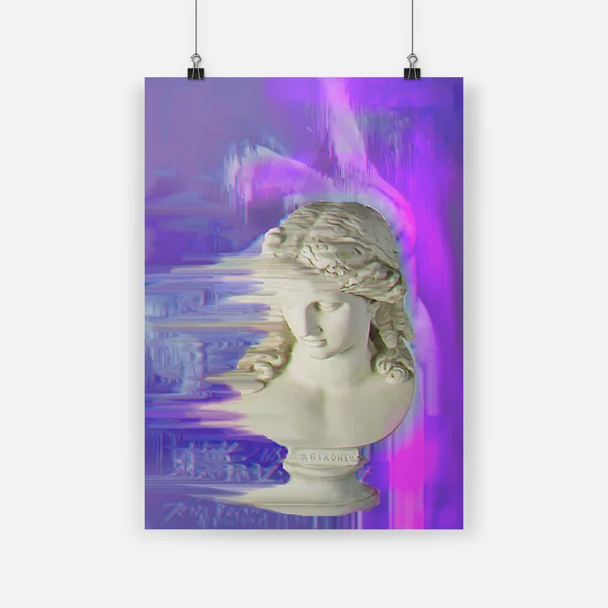 Абстрактный постер с изображением статуи глитча настенный художественный декор