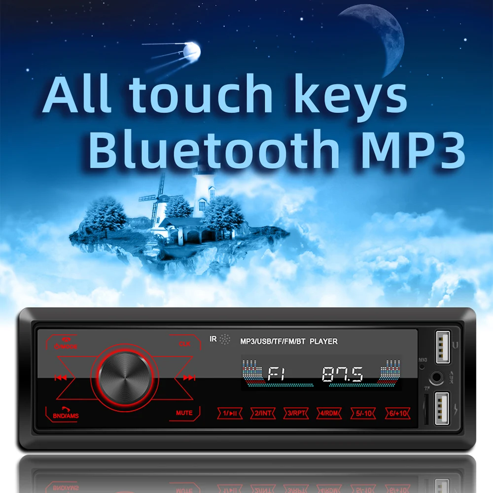 Автомобильный Радио стерео MP3 плеер цифровой Bluetooth 60Wx4 FM Аудио Музыка USB/SD с в тире AUX вход