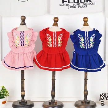 

Wholesale Cheap Price Spring Clothing Newest Style Dog Clothes Embroidered Skirt for Small Dogs Summer Cute Small Dog Dress