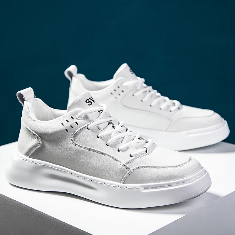 

Misalwa High Top Men Sneakers White Fashion Casual Leather Shoe Thick Sole Comfortable Team Work Uniform Shoe Man Loafers Trendy