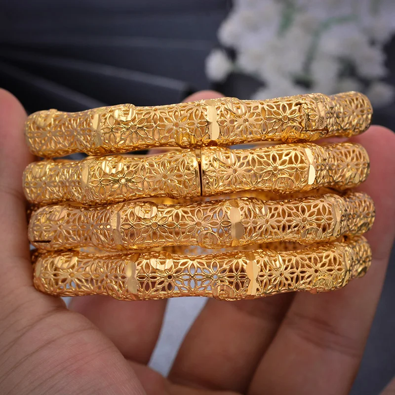 4 шт./лот Нигерия/Африка/Дубай/эфиопская бижутерия золотые браслеты и браслет для