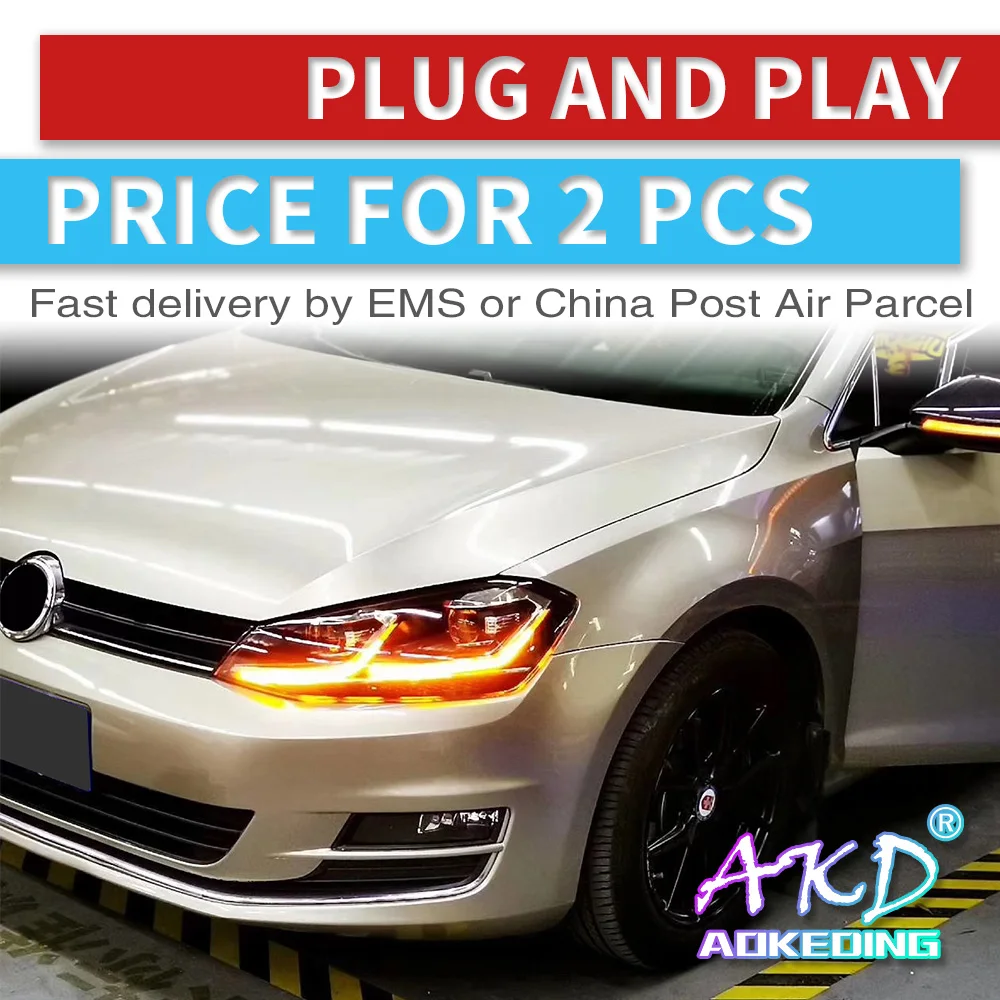 AKD тюнинг автомобильных фар для VW Golk7 Golf 7 MK7 светодиодные фары DRL ходовые огни Bi Xenon