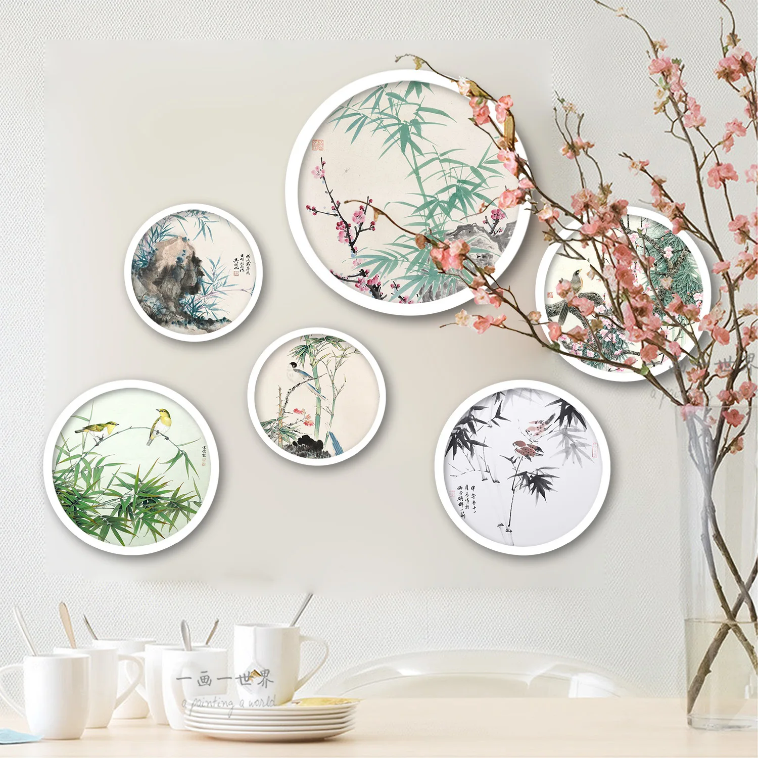 Round Wooden Picture Frames Creative Gift DIY Wall Hanging Wood Picture Holder Wall Mounted Photo Frame Round Home Decor
