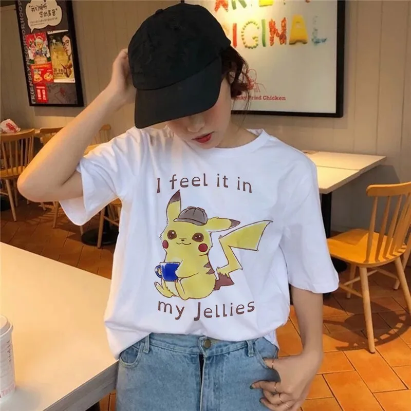 2019 Для женщин футболка веселое Harajuku Покемон Snorlax Togepi Сквиртл японский футболки с