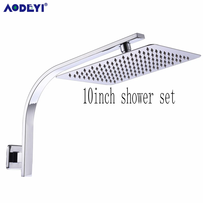 10inch Square Chrome AODEYI латунный удлинитель Gooseneck квадратное настенное крепление Душ рукоятка ультратонкий ванная душевая головка набор - Цвет: 10inch Square Chrome