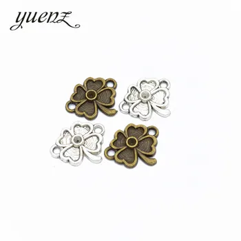 

YuenZ 2 colour 25pcs Antique silver color Charms lucky four leaf clover Making pendant fit DIY Handmade Jewelry 17*15mm Q407