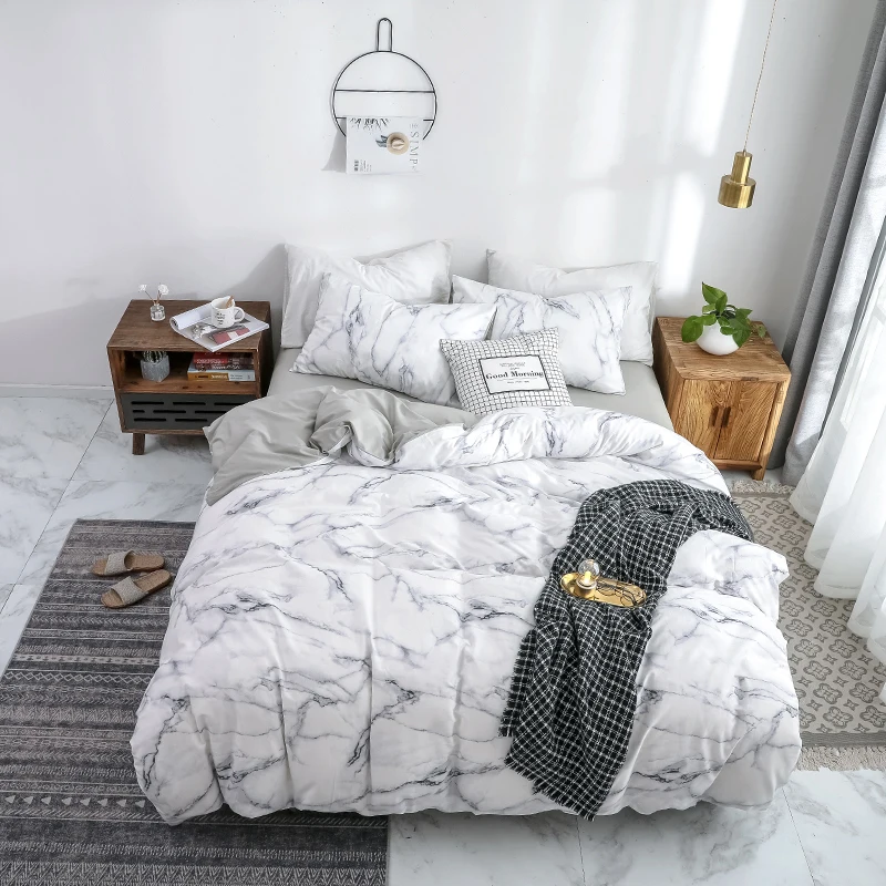 100% Cotton Duvet Cover Set Fashion Marble White Women Girls Home Bedclothes Soft Bedding Comforter Cover Twin Queen King Size 100% Cotton Duvet Cover Set Fashion Marble White Women Girls Home Bedclothes Soft Bedding Comforter Cover Twin Queen King Size